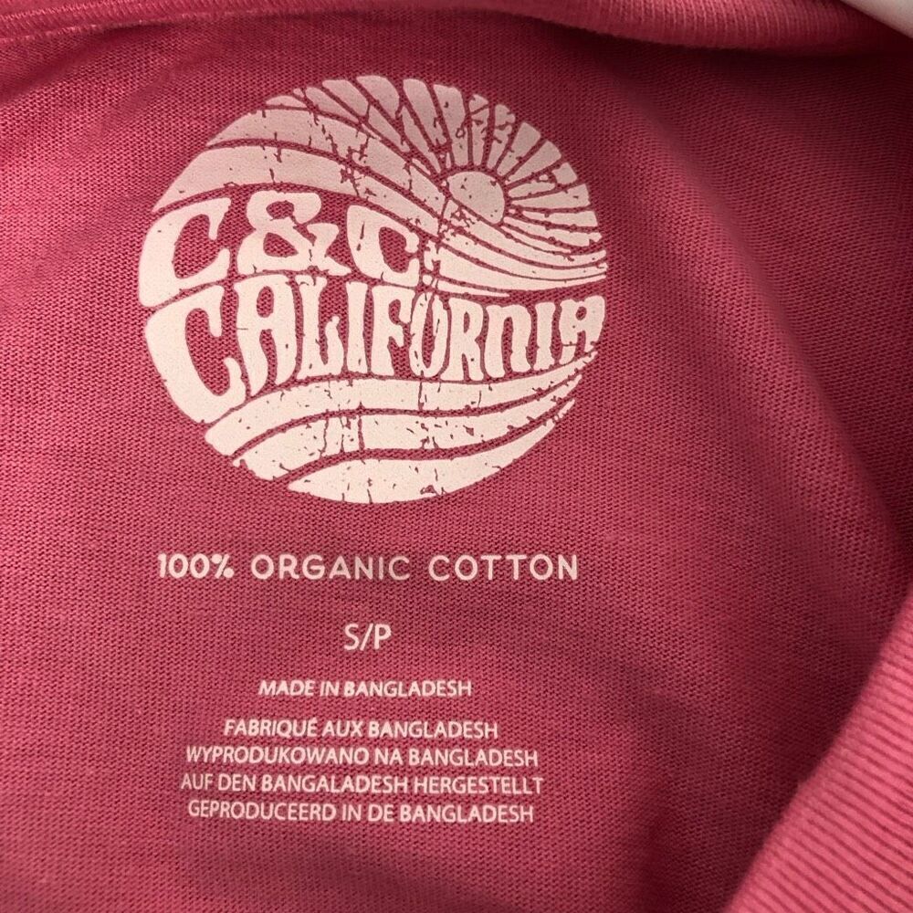 NWT C&C California Mens Solid Crew Neck Short Sleeve Cotton T-Shirt Pink Small - Picture 5 of 5